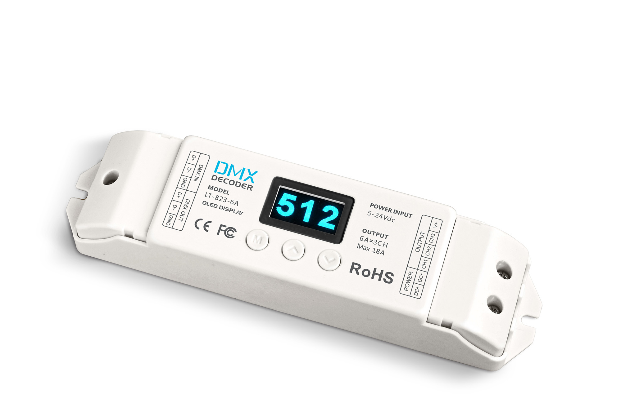 823-6A  3 Channel CV DMX Decoder 5-24VDC
